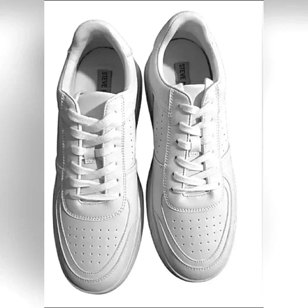 Steve Madden Retro 10 Blokecore Chunky Platform Sneakers White Leather Coastal